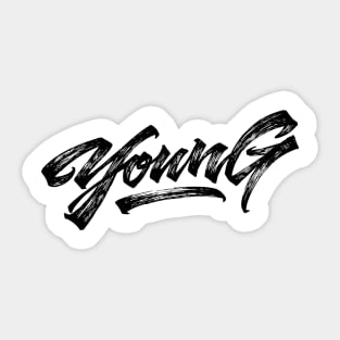 Young rough style lettering Sticker